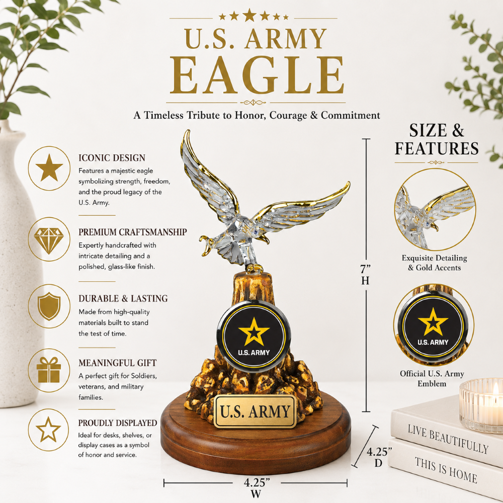 U.S. Army Eagle Glass Figurine Gift | Military Patriotic Collectible Decor