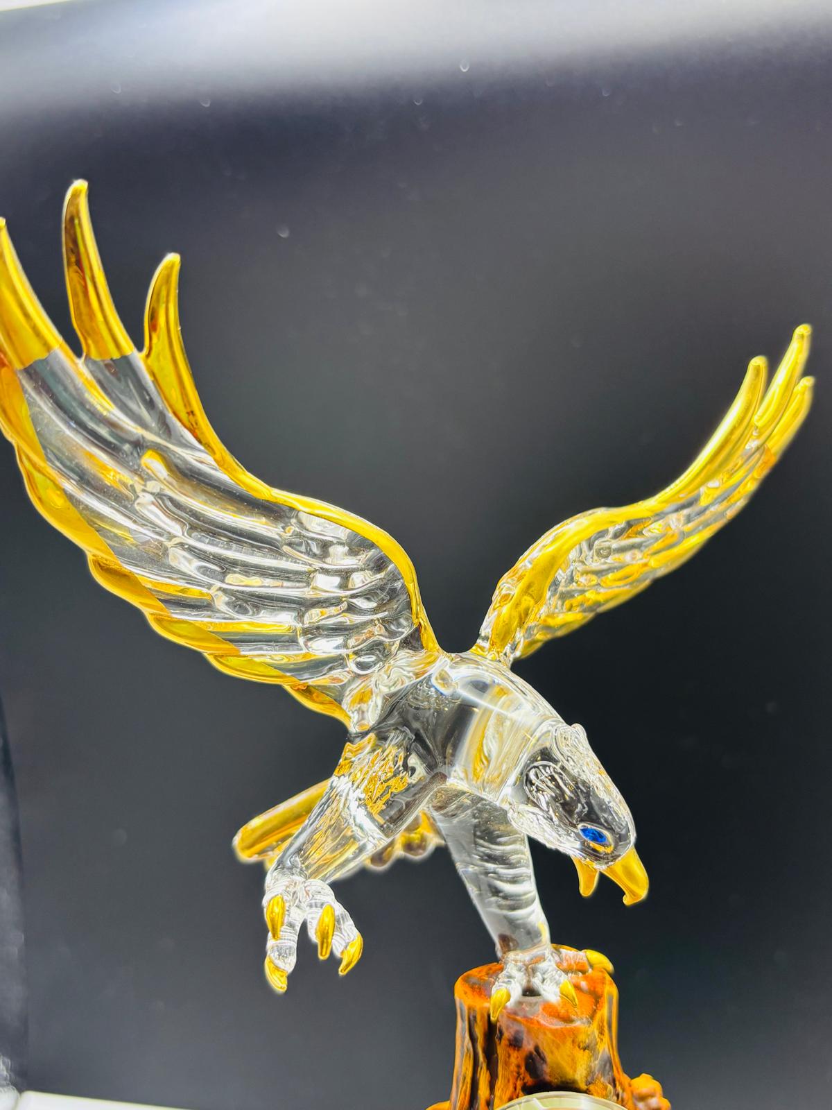 U.S. Army Eagle Glass Statue Official Licensed Military Gift on Walnut Base