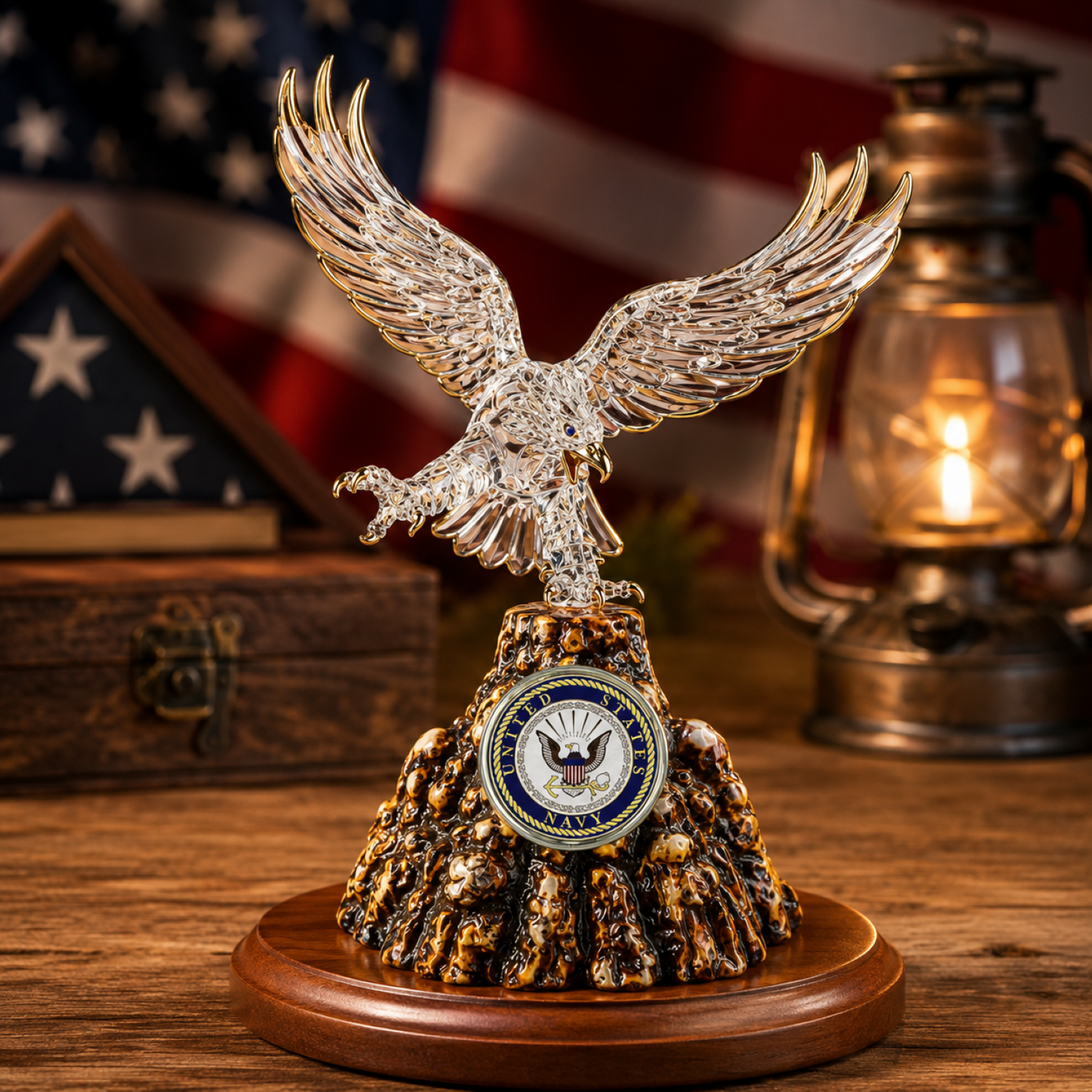U.S. Navy Eagle Figurine Gift | Navy Veteran Military Eagle Decor