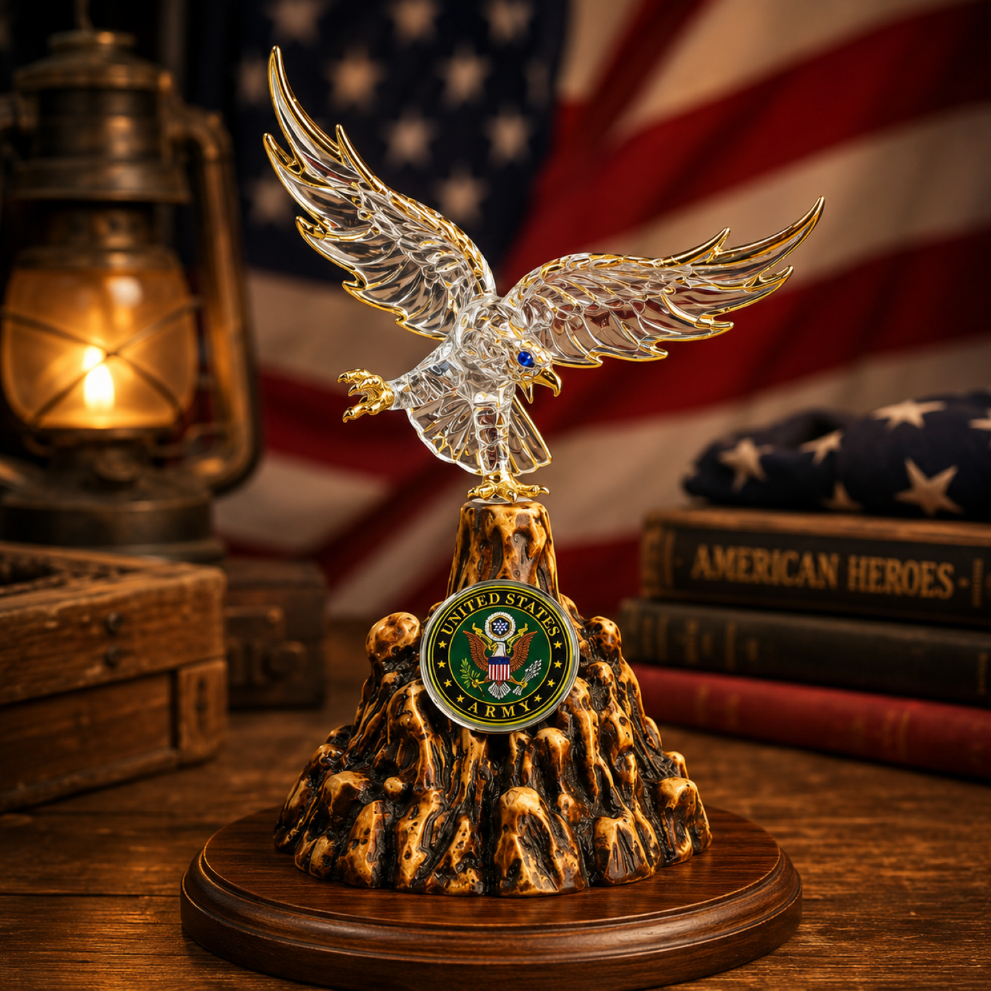 U.S. Army Eagle Figurine Gift | Military Veteran Army Soldier Decor