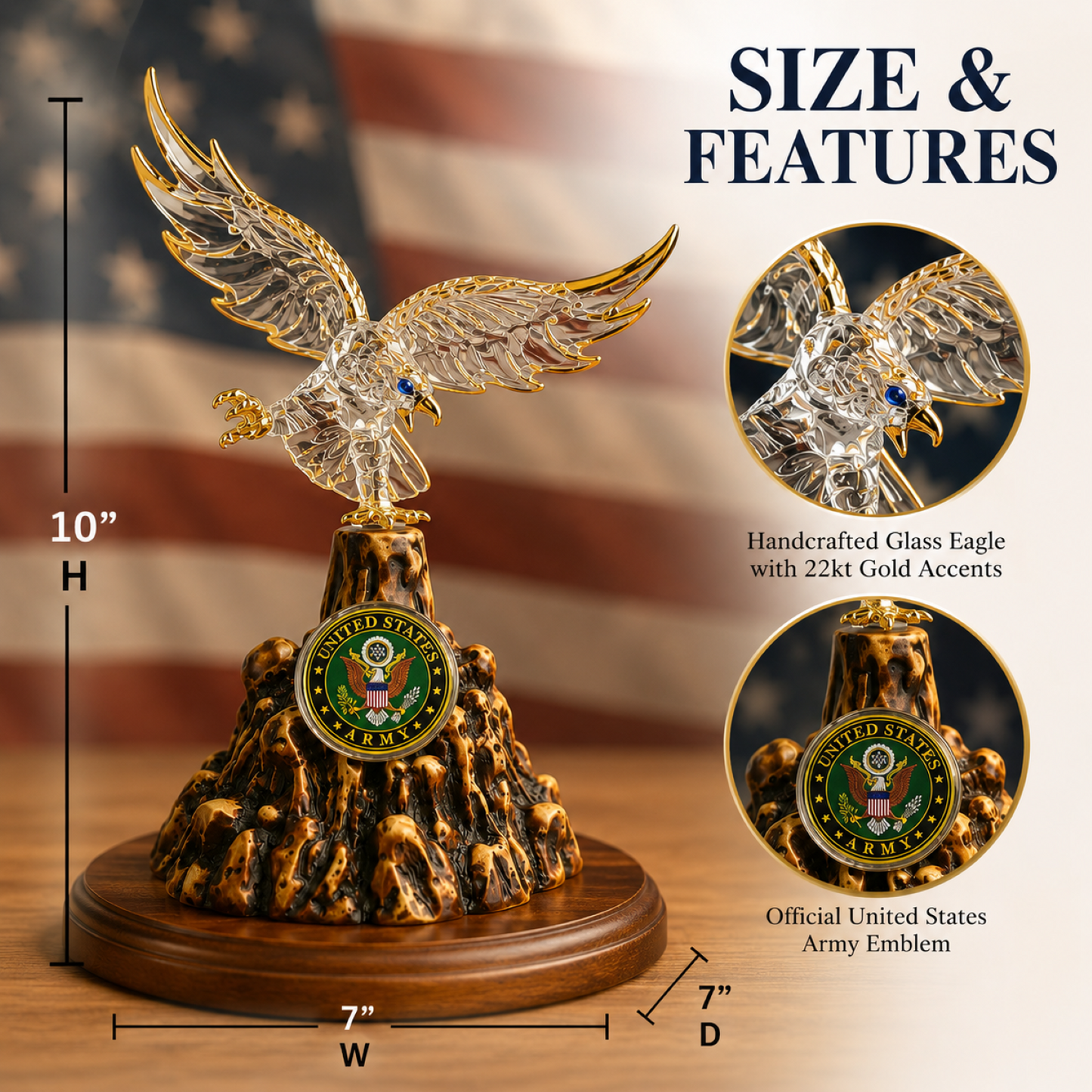 U.S. Army Eagle Figurine Gift | Military Veteran Army Soldier Decor