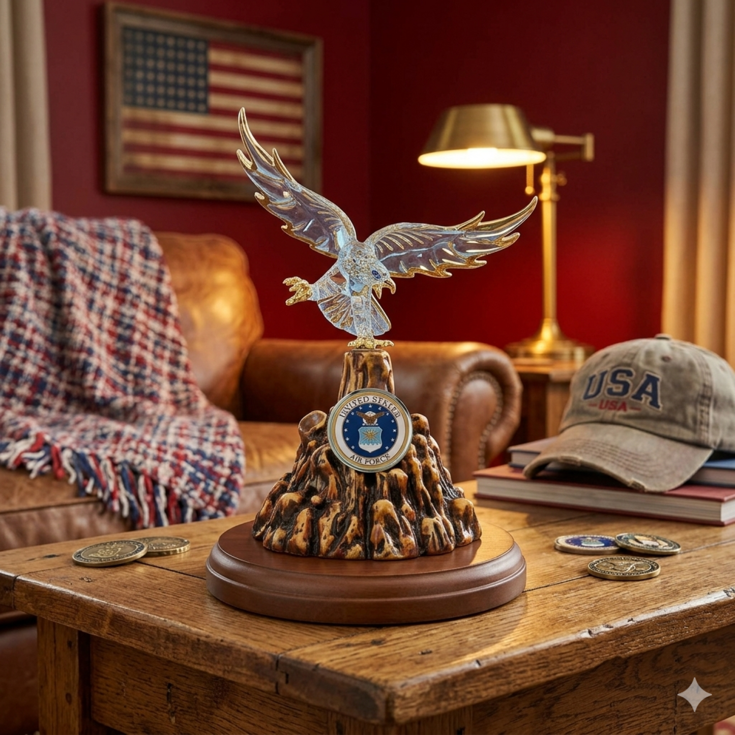 U.S. Air Force Eagle Glass Figurine Gift | Military Patriotic Collectible Decor