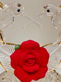Hummingbirds with Red Rose Figurine Handcrafted Love Collectible Decor