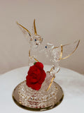 Hummingbirds with Red Rose Figurine Handcrafted Love Collectible Decor