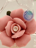 Hummingbird Pink Rose Figurine | Handcrafted Glass Nature Collectible
