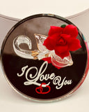 “I Love You” Red Rose Figurine | Glass Romantic Love Gift Décor