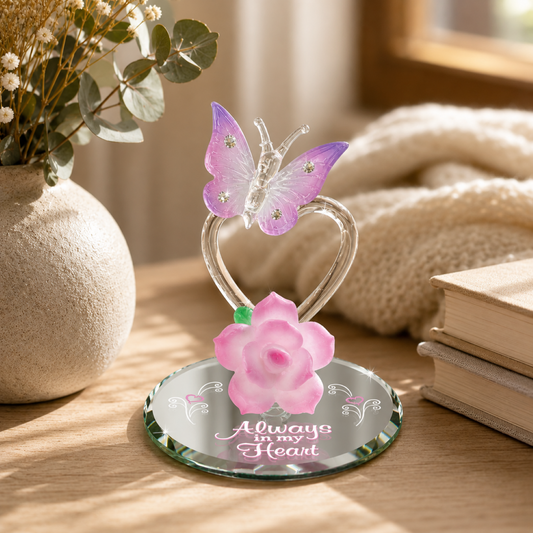 Always in My Heart Butterfly Rose Figurine Memorial Gift Sympathy Gift