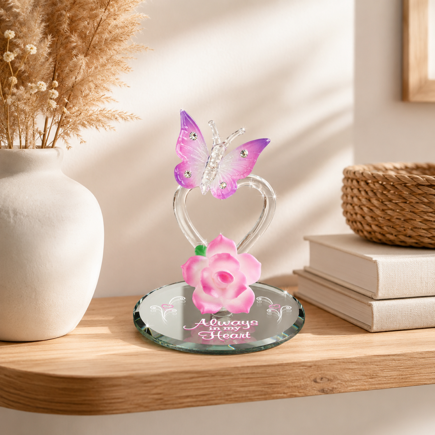 Always in My Heart Butterfly Rose Figurine Memorial Gift Sympathy Gift