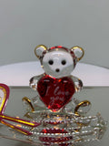 Glass Bear Figurine with Red Rose on Mirror Forever and Always I Love You Gift