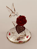 Hummingbird “I Love You” Glass Figurine | Romantic Rose Gift for Her