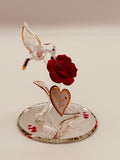 Hummingbird “I Love You” Glass Figurine | Romantic Rose Gift for Her