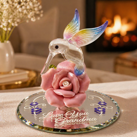 Hummingbird Figurine Love You Grandma Glass Bird Collectible Gift for Grandma