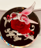 Hummingbird “I Love You” Figurine | Glass Rose Romantic Love Gift