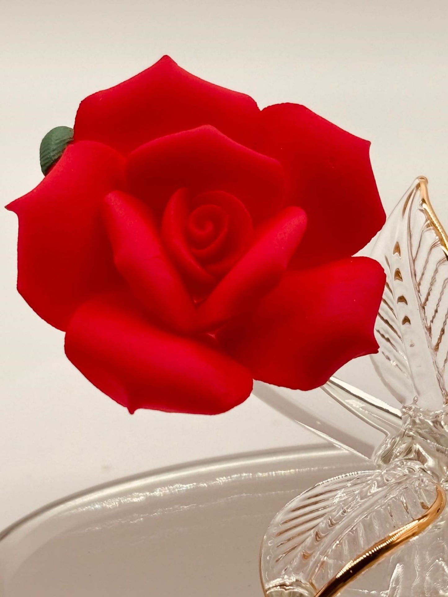 I Love You Rose with Doves Glass Figurine | Romantic Handcrafted Gift