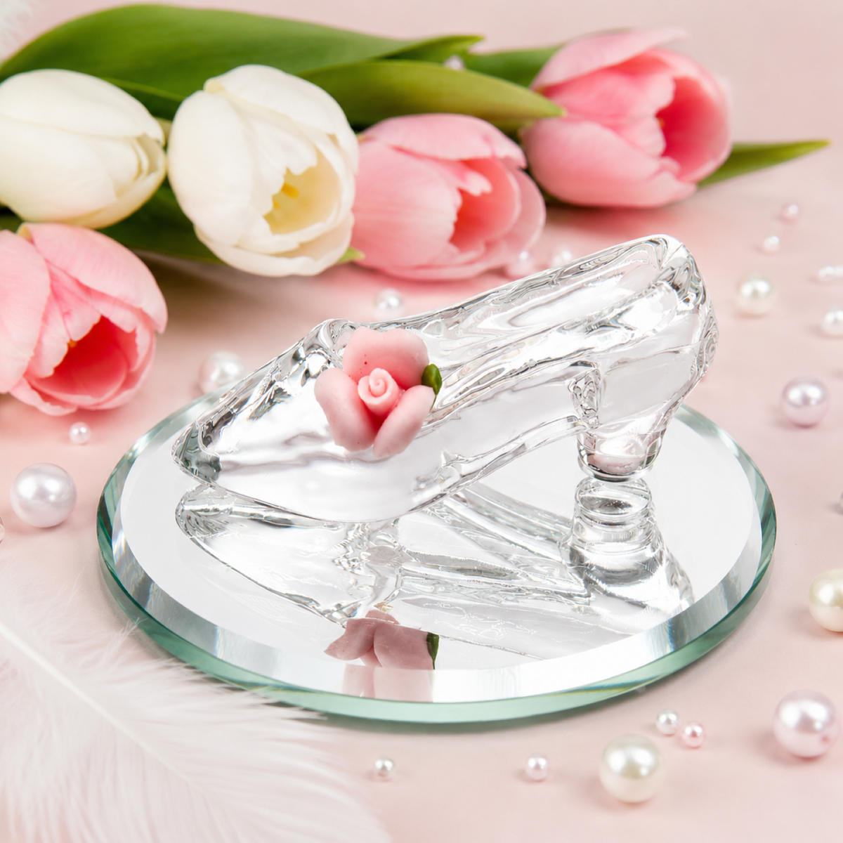 Cinderella Glass Slipper Collectible | Fairy Tale Display Figurine Décor