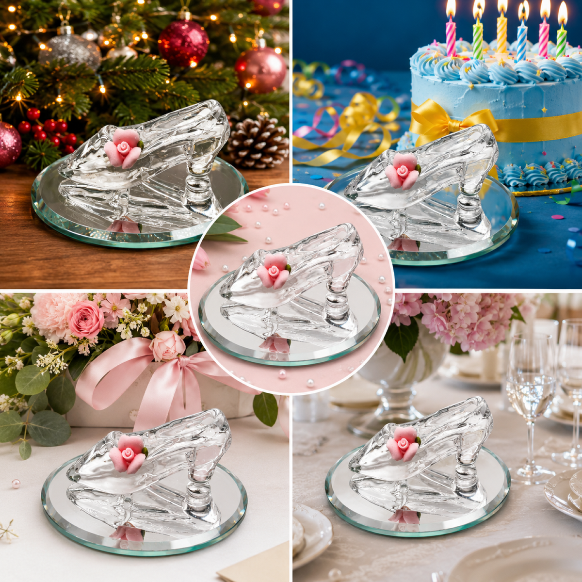 Cinderella Glass Slipper Collectible | Fairy Tale Display Figurine Décor