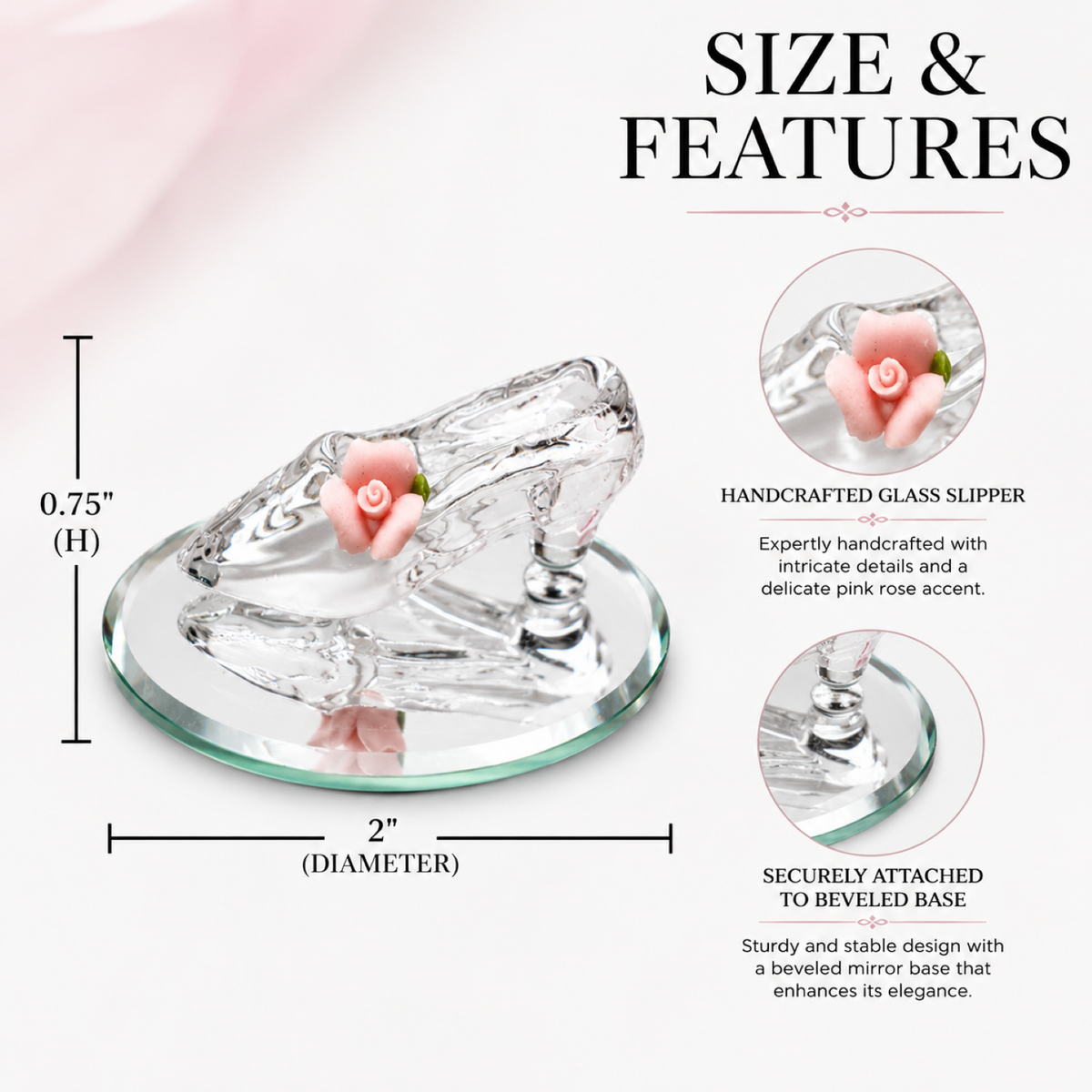 Cinderella Glass Slipper Collectible | Fairy Tale Display Figurine Décor