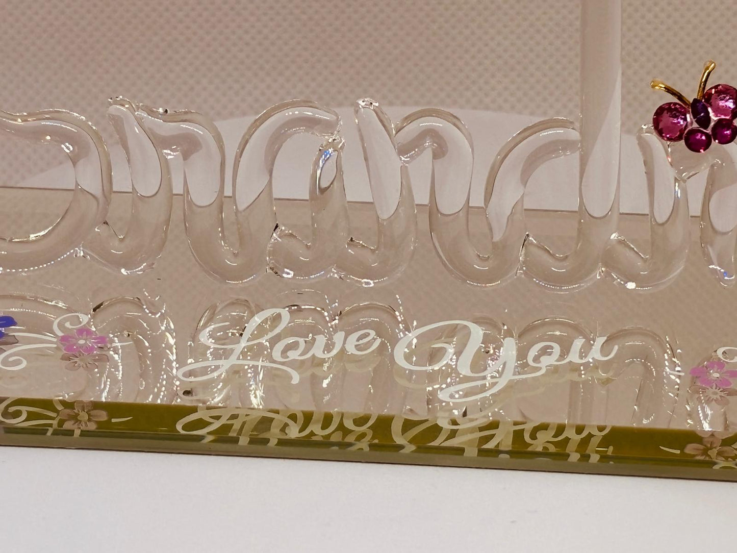 “Love You” Grandma Figurine | Glass Grandma Gift with Rose & Butterfly