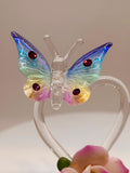 Butterfly on Heart Glass Figurine with Crystals I Love You Romantic Gift