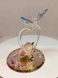 Butterfly on Heart Glass Figurine with Crystals I Love You Romantic Gift