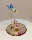 Butterfly on Heart Glass Figurine with Crystals I Love You Romantic Gift
