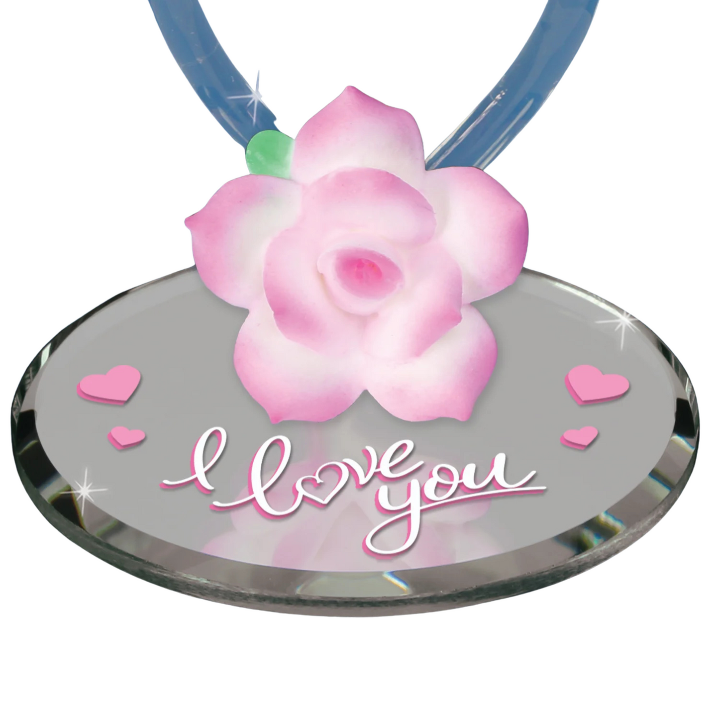 Butterfly “I Love You” Rose Figurine Handcrafted Glass Heart Gift