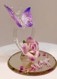 Butterfly “I Love You” Rose Figurine Handcrafted Glass Heart Gift