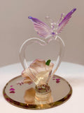 Butterfly “I Love You” Rose Figurine Handcrafted Glass Heart Gift