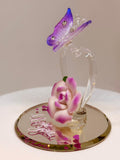 Butterfly “I Love You” Rose Figurine Handcrafted Glass Heart Gift