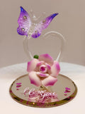 Butterfly “I Love You” Rose Figurine Handcrafted Glass Heart Gift