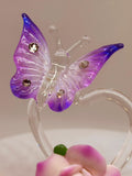 Butterfly “I Love You” Rose Figurine Handcrafted Glass Heart Gift