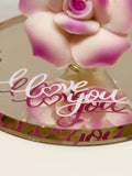 Butterfly “I Love You” Rose Figurine Handcrafted Glass Heart Gift