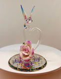 Glass Hummingbird Figurine with Crystal Heart Handcrafted Pink Heart Sculpture Glass Art Collectible Home Decor Accent