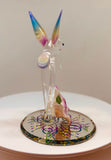 Glass Hummingbird Figurine with Crystal Heart Handcrafted Pink Heart Sculpture Glass Art Collectible Home Decor Accent