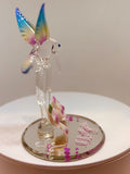 Handcrafted Glass Hummingbird "I Love You" Heart Figurine with Crystals