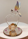 Handcrafted Glass Hummingbird "I Love You" Heart Figurine with Crystals