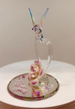 Handcrafted Glass Hummingbird "I Love You" Heart Figurine with Crystals