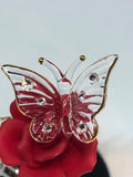 Crystals Butterfly and Red Rose, I Love You, Handcrafted Butterfly Figurine, Flower-Gift for her, Anniversary Gift