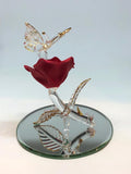 Crystals Butterfly and Red Rose, I Love You, Handcrafted Butterfly Figurine, Flower-Gift for her, Anniversary Gift