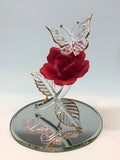 Crystals Butterfly and Red Rose, I Love You, Handcrafted Butterfly Figurine, Flower-Gift for her, Anniversary Gift