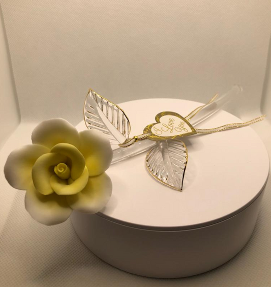 Handmade Yellow Rose, Flower Glass Figurine, Rose for Anniversary, Gift for Her, Valentine's Day Gift, Home Decoration