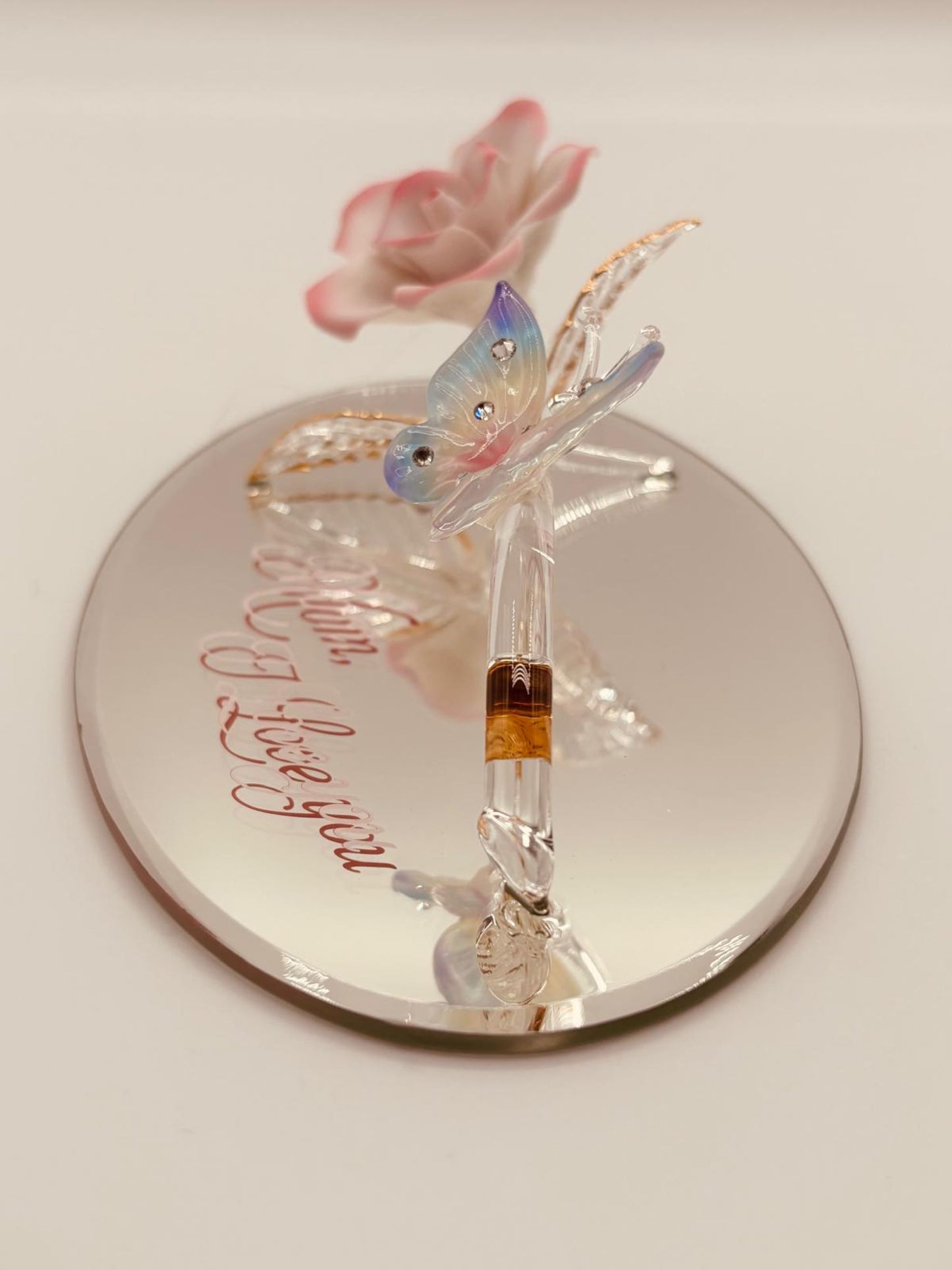 Gift for Mom I Love You Rose Butterfly Figurine Mother’s Day Gift