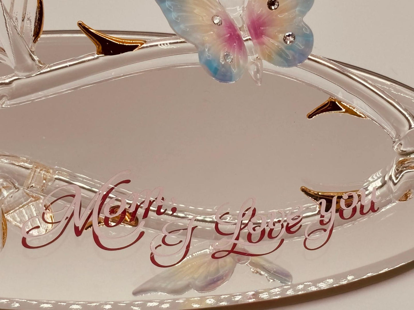 Gift for Mom I Love You Rose Butterfly Figurine Mother’s Day Gift