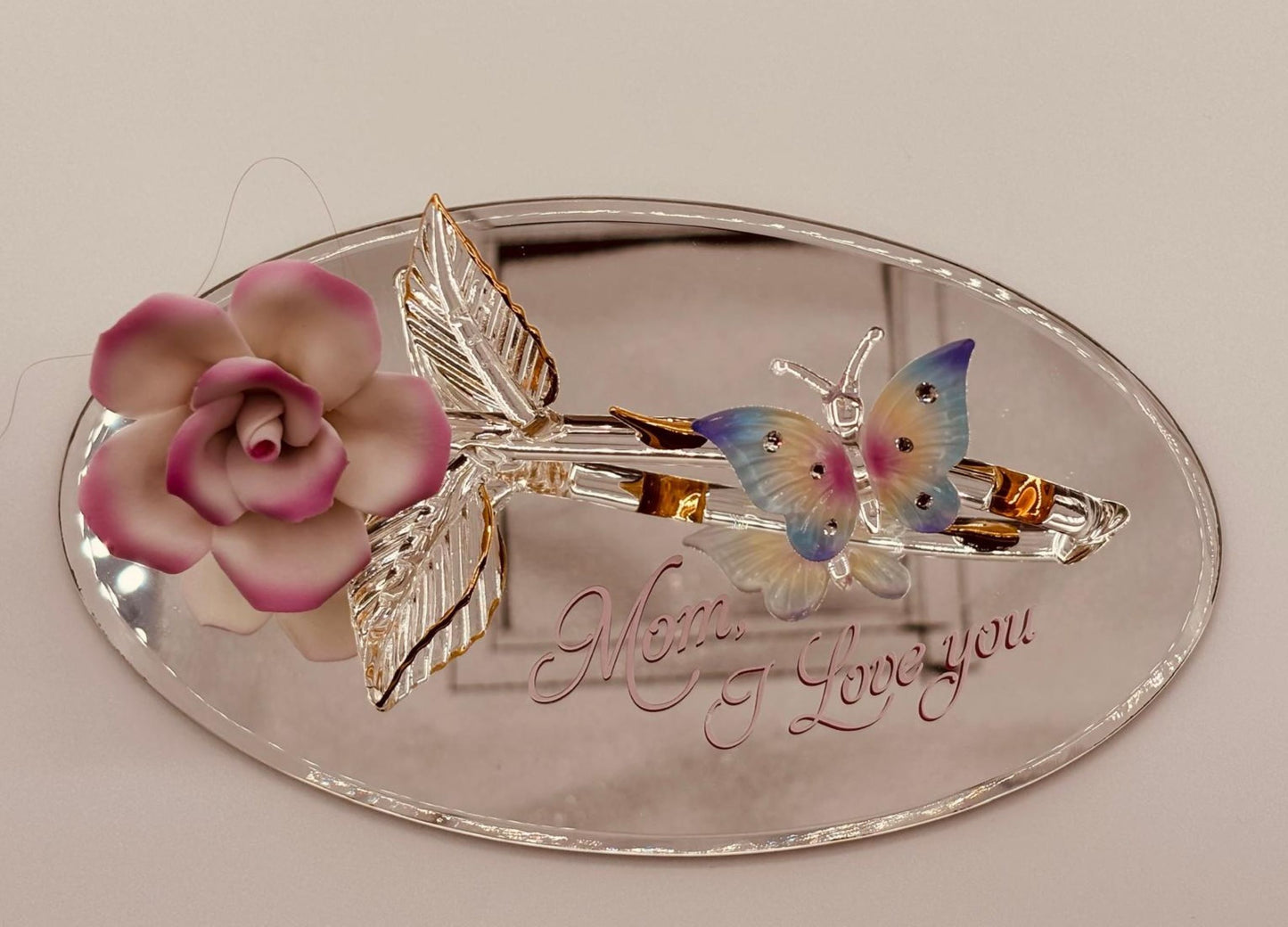Gift for Mom I Love You Rose Butterfly Figurine Mother’s Day Gift