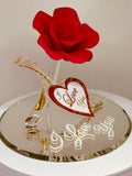 I Love You Red Rose Figurine Handcrafted Romance Anniversary Gift