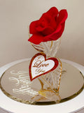 I Love You Red Rose Figurine Handcrafted Romance Anniversary Gift