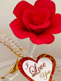 I Love You Red Rose Figurine Handcrafted Romance Anniversary Gift