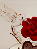 Red Rose and Hummingbird Figurine | Handcrafted Glass Romantic Floral Collectible Decor