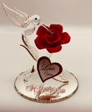 Red Rose and Hummingbird Figurine | Handcrafted Glass Romantic Floral Collectible Decor