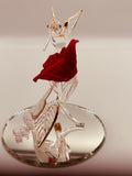 Red Rose and Hummingbird Figurine | Handcrafted Glass Romantic Floral Collectible Decor